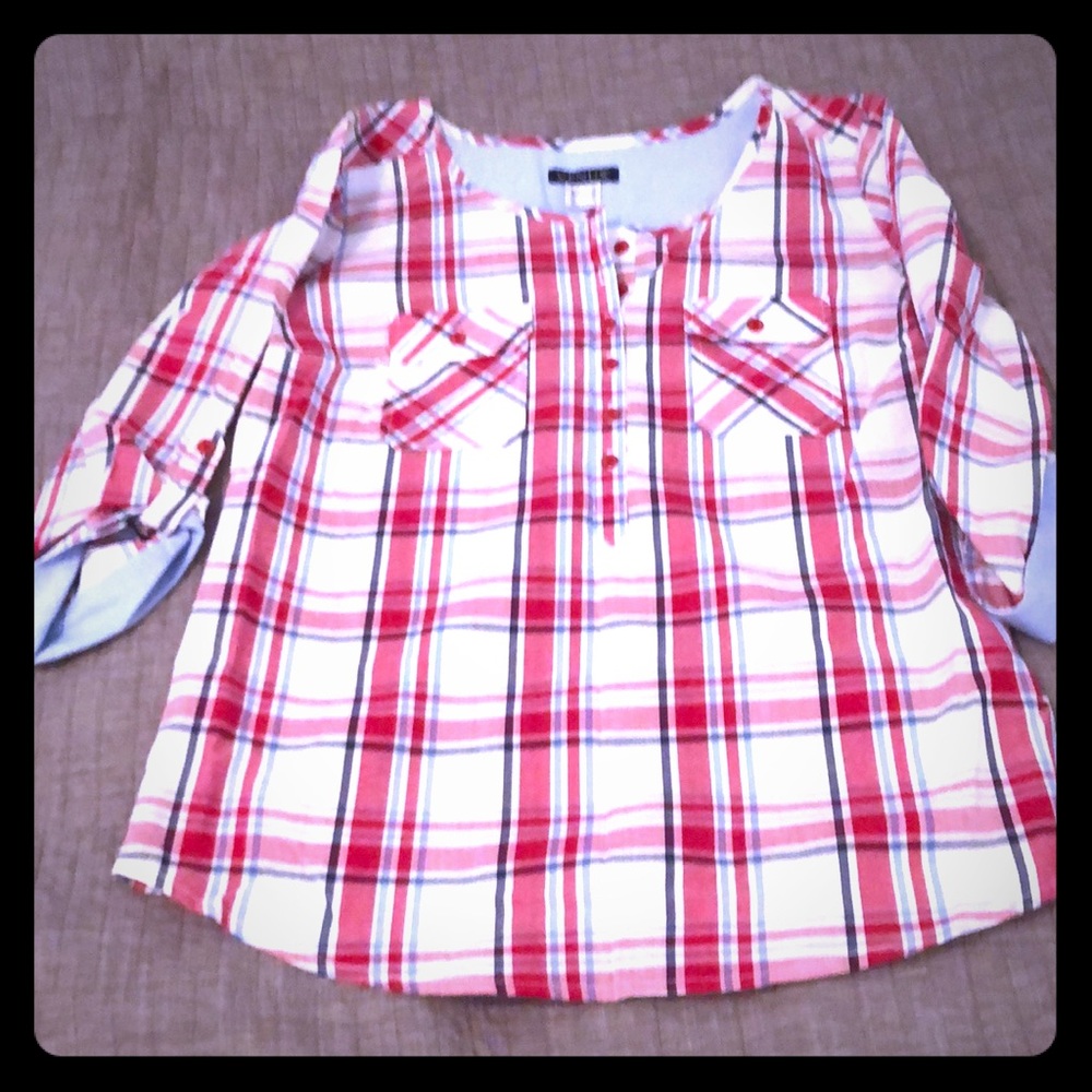 3/4 sleeve plaid Henley